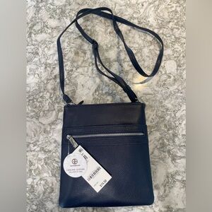 NEW with tags navy leather crossbody